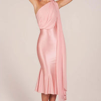 Halter Neck Satin Midi Dress with Sash