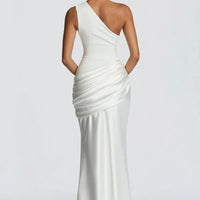 One-Shoulder V-Neck Sheath Maxi Dress