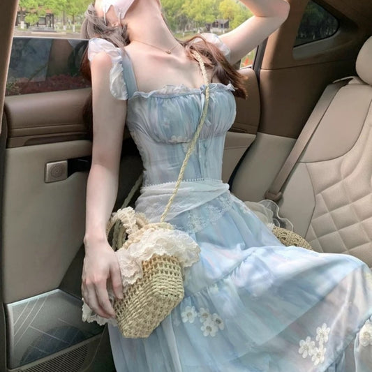 Backless Floral Maxi Dress With A Bow Tie Neckline