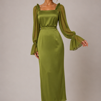 Lace-up Waist-tight Chiffon Dress