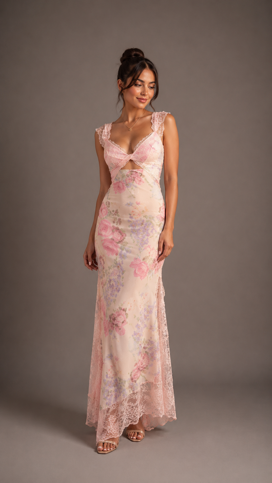 French-style Sexy Lace-Patchwork Printed Bodycon Dress For Women