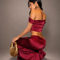 Red Crop Top & Bodycon Maxi Skirt Set