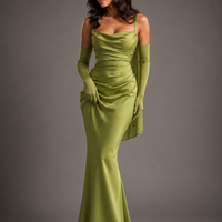 Elegant Pleated Suspender Maxi Dress