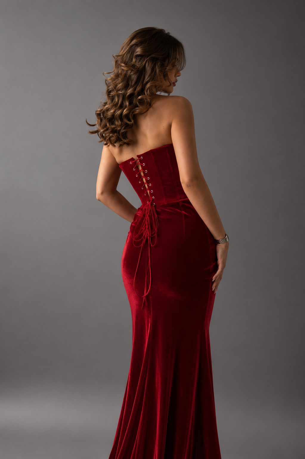 Red Velvet Tube Top Twist Dress
