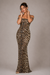Sexy Leopard Print Backless Sequined Bodycon Dress