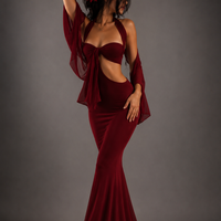 Hollow Solid Color Maxi Dress