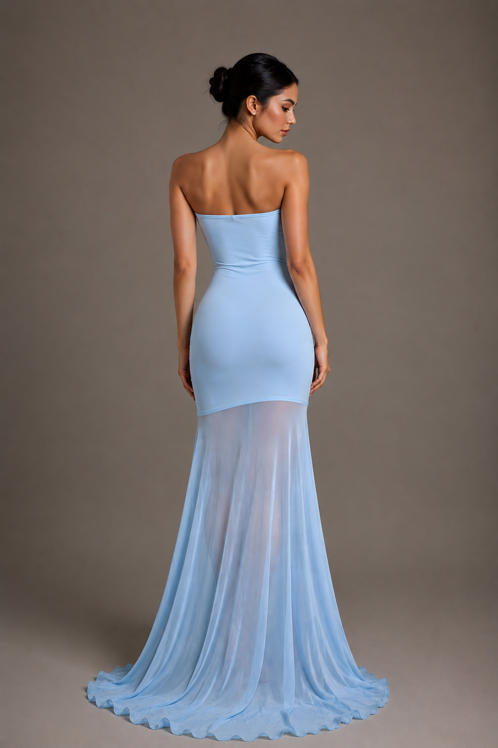 Solid Color Chest-wrapped Mesh Dress Sleeveless