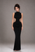 Slit Mid-length Elegant Mock-neck Maxi Dress