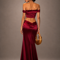 Red Crop Top & Bodycon Maxi Skirt Set