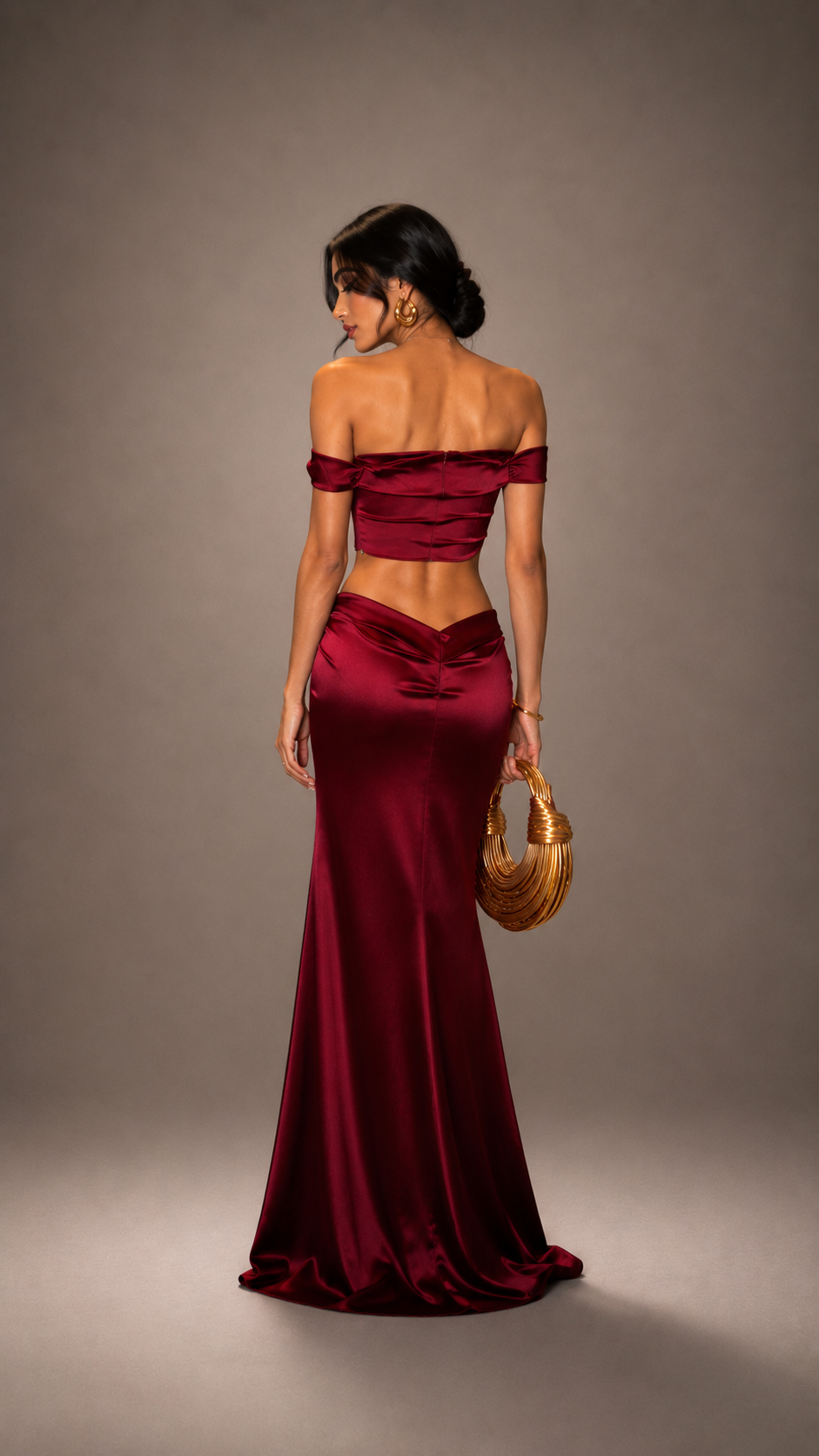 Red Crop Top & Bodycon Maxi Skirt Set