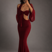 Hollow Solid Color Maxi Dress