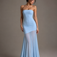 Solid Color Chest-wrapped Mesh Dress Sleeveless
