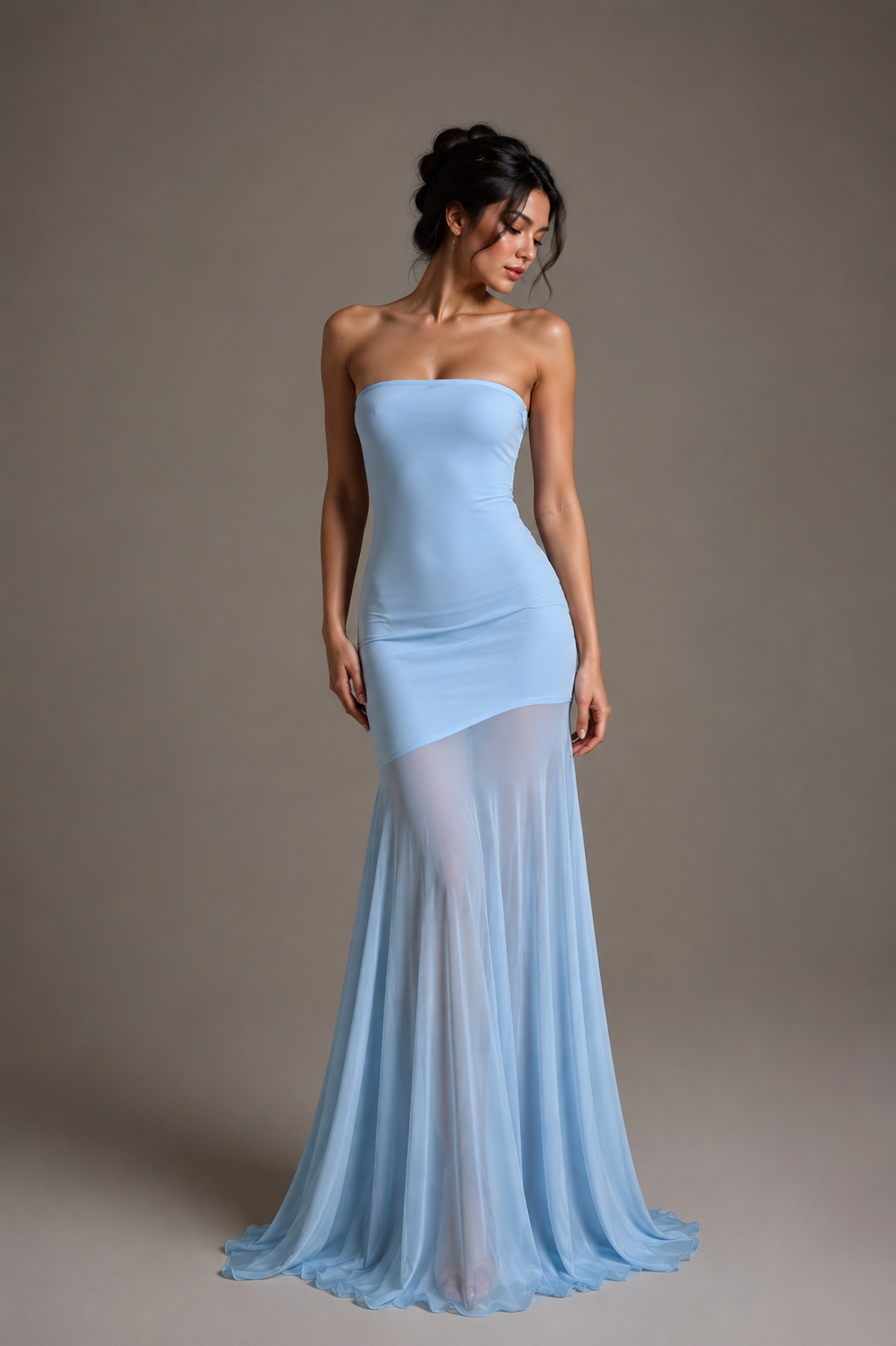 Solid Color Chest-wrapped Mesh Dress Sleeveless