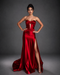 Tube Top Slit Red Extra Long Evening Dress
