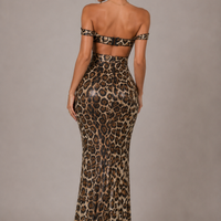 Sexy Leopard Print Backless Sequined Bodycon Dress