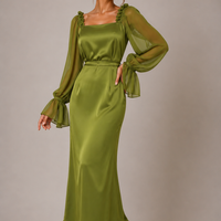 Lace-up Waist-tight Chiffon Dress